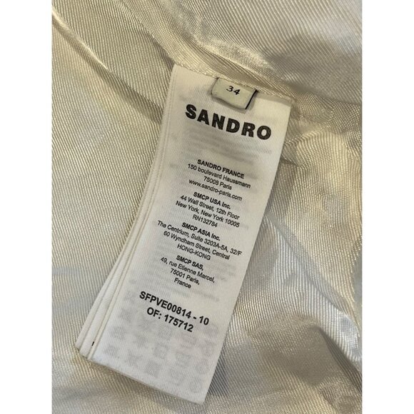 NEW Sandro Alicia WHITE LINEN Blazer SIZE 34/ XS - Picture 10 of 11